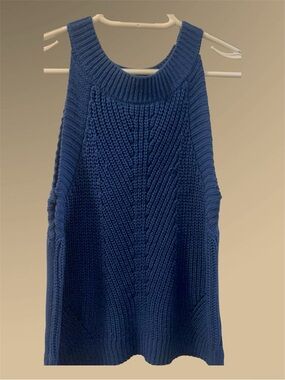 BCX Royal Blue Knit Sleeveless Crew Sweater